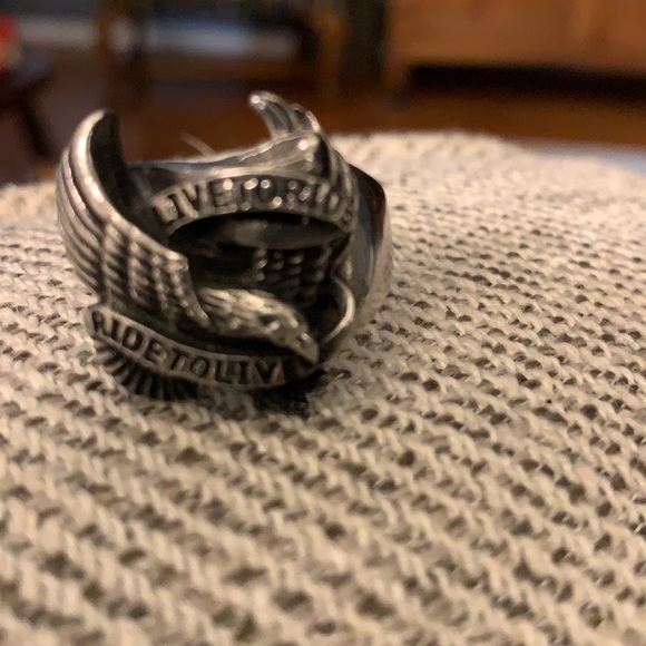 “Live to Ride-Ride to Live”. Men’s Eagle Biker Ring: Size 10 - Picture 6 of 6